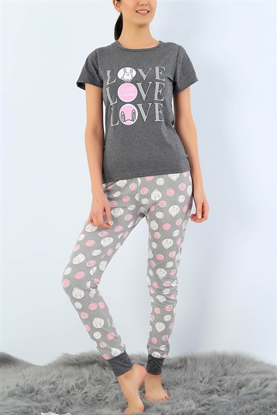 Baskılı Likralı Bayan Pijama Takımı 33949