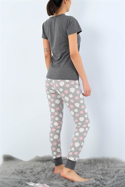 Baskılı Likralı Bayan Pijama Takımı 33949