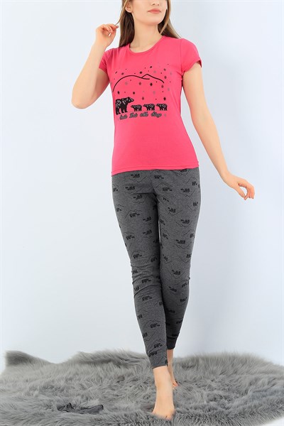 Baskılı Likralı Bayan Pijama Takımı 33950