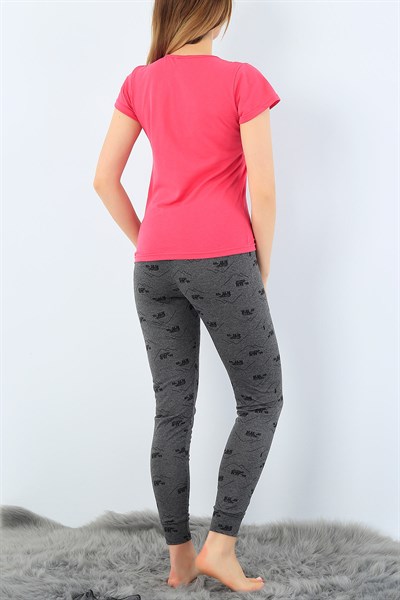 Baskılı Likralı Bayan Pijama Takımı 33950
