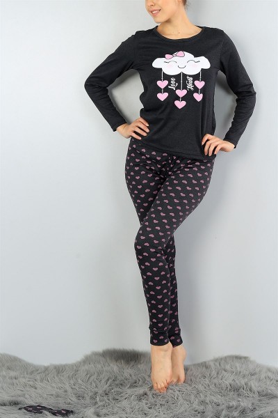 Baskılı Likralı Bayan Pijama Takımı 45787