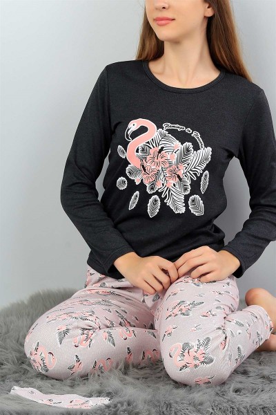 Baskılı Likralı Bayan Pijama Takımı 45785