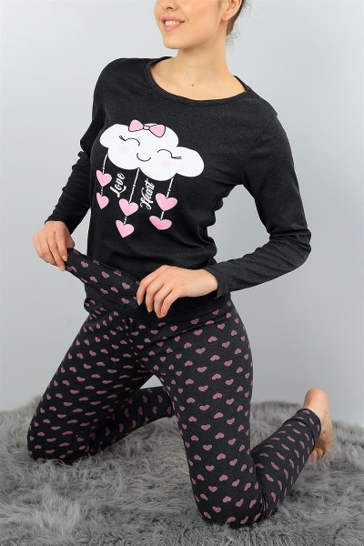 Baskılı Likralı Bayan Pijama Takımı 45787