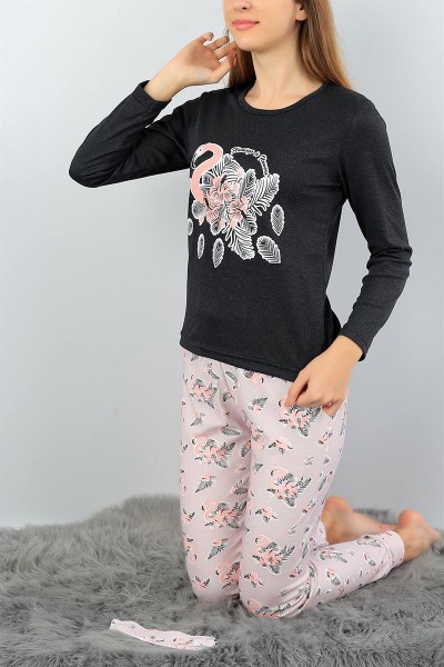 Baskılı Likralı Bayan Pijama Takımı 45785