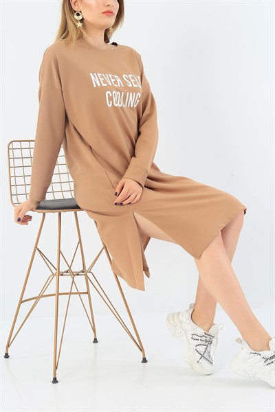 Baskılı Likralı Bisküvi Tunik 37671