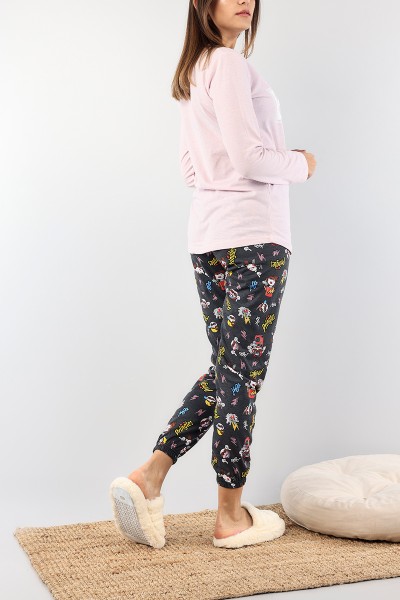 Baskılı Lila Bayan Pijama Takımı 89392
