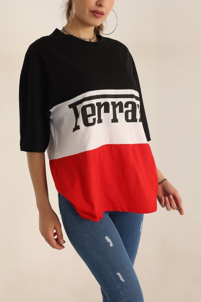Baskılı Oversize Bayan Tişört 193643