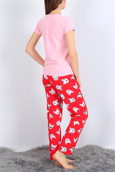 Baskılı Pembe Bayan Pijama Takımı 26942B