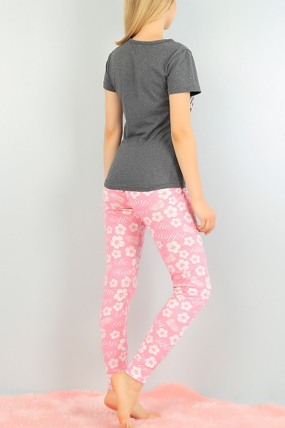 Baskılı Pembe Bayan Pijama Takımı 73456