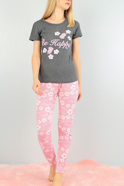 Baskılı Pembe Bayan Pijama Takımı 73456