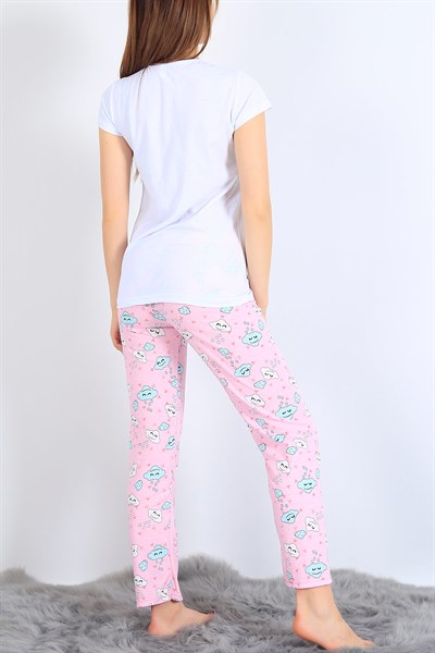 Baskılı Pembe Pijama Takımı 25507B
