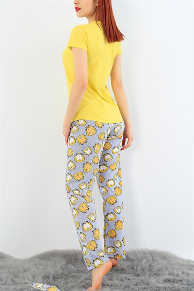 Baskılı Sarı Bayan Pijama Takımı 30999