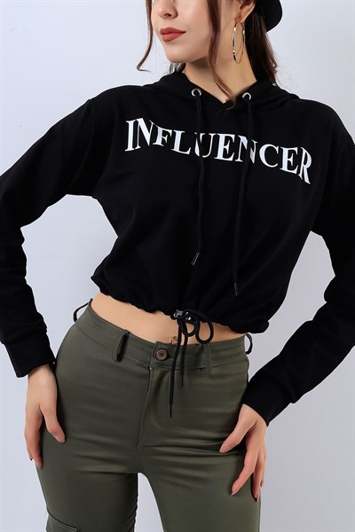 Baskılı Siyah Bayan Sweat 17724B