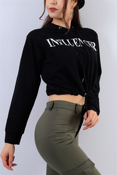 Baskılı Siyah Bayan Sweat 17724B