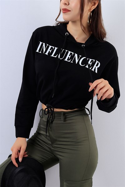 Baskılı Siyah Bayan Sweat 17724B
