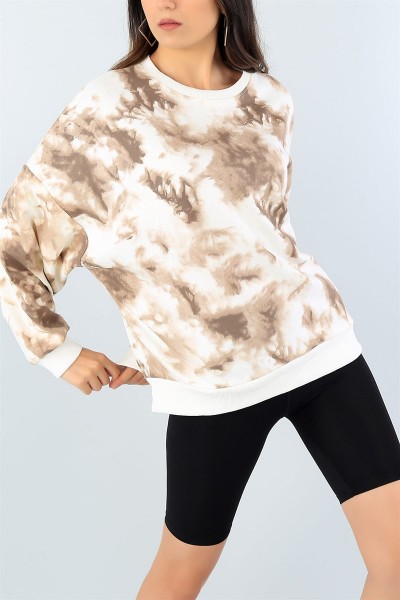 Batik Desenli Likralı Bayan Sweat 43691