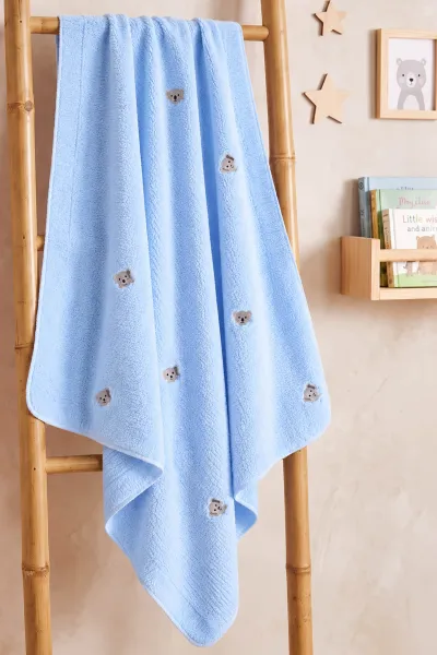 Bebe Mavisi (0-12 Ay) Fil Nakışlı  Wellsoftt  Bebek Battaniye 493867