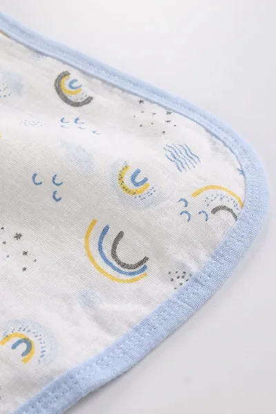 Bebe Mavisi (0-12 Ay) Gökkuşağı Desenli Tek Kat Raporlu Erkek Bebek Battaniye 476528