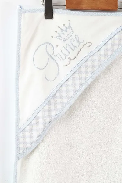 Bebe Mavisi (0-12 Ay) Prince Nakışlı 4'lü Erkek Bebek Bornoz Seti 465815