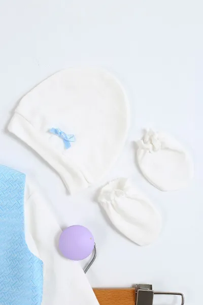 Bebe Mavisi (0-3 Ay) Desenli Papyonlu Erkek Bebek Mevlüt Takım 298031