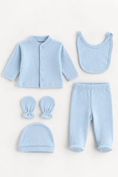 Bebe Mavisi (0-3 Ay) Raporlu Penye Kutulu Unisex 5'li Hastane Çıkış Seti 476630