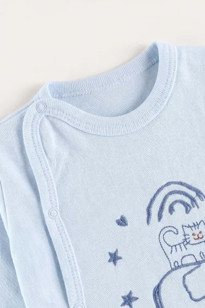 Bebe Mavisi (0-3 Ay)Fil Nakışlı Patikli 3'lü Bebek Takım 477231