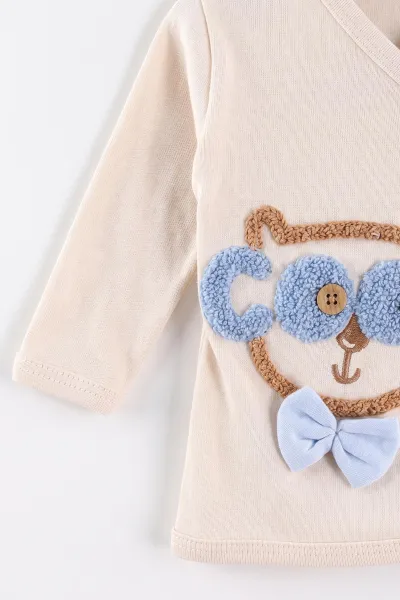 Bebe Mavisi (0-3 Ay)Süzene Cool Nakışlı Papyonlu Patikli 5'li Erkek Bebek Takım 479284