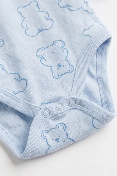 Bebe Mavisi (0-3 Yaş) Ayı Desenli Uzun Kol Bebek &Çocuk Çıtçıtlı Badi 482386