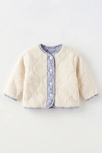 Bebe Mavisi (0-3 Yaş) Çiçek Baskılı Kuzu Kız Bebek&Çocuk Hırka 494458