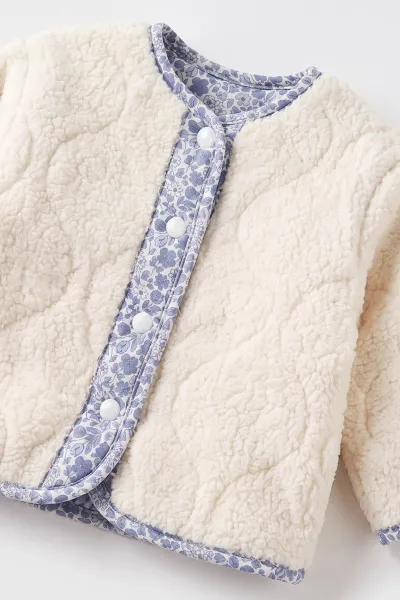 Bebe Mavisi (0-3 Yaş) Çiçek Baskılı Kuzu Kız Bebek&Çocuk Hırka 494458