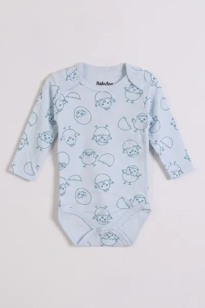 Bebe Mavisi (0-3 Yaş) Civciv Desenli Uzun Kol Bebek &Çocuk Çıtçıtlı Badi 482363
