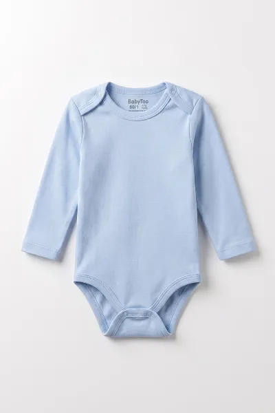 Bebe Mavisi (0-3 Yaş) Düz Uzun Kol Bebek &Çocuk Çıtçıtlı Badi 482356