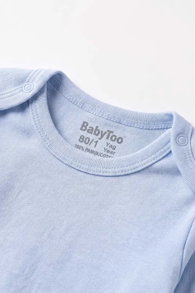 Bebe Mavisi (0-3 Yaş) Düz Uzun Kol Bebek &Çocuk Çıtçıtlı Badi 482356
