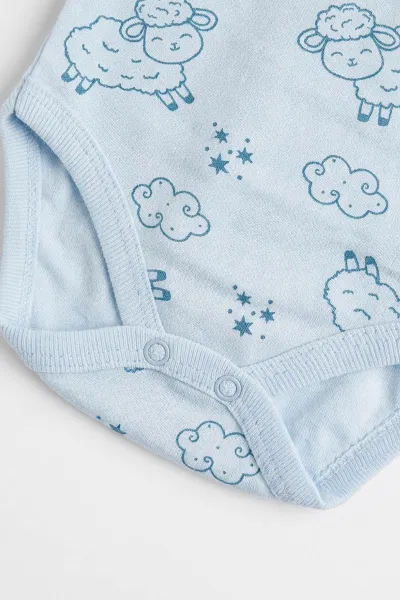 Bebe Mavisi (0-3 Yaş) Kuzu Desenli Uzun Kol Bebek &Çocuk Çıtçıtlı Badi 482403