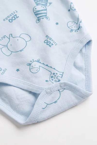 Bebe Mavisi (0-3 Yaş) Safari Desenli Uzun Kol Bebek &Çocuk Çıtçıtlı Badi 482379