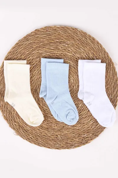 Bebe Mavisi (0-3 Yaş)Düz  3'lü Erkek  Çocuk Çorap 467404