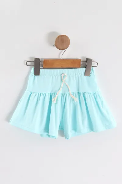 Bebe Mavisi (0-4 Yaş ) Çiçek Baskılı Koldan Fırfırlı Şortlu Süprem Kız Çocuk Yazlık Takım 457630