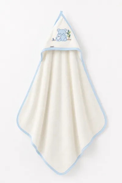 Bebe Mavisi (0-6 Ay)  Ağaçlı Ayıcık Nakışlı Bebek Havlu Takım 476276