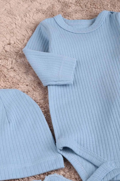 Bebe Mavisi (0-6 Ay) Ayı Nakışlı Erkek Bebe Takım 183869