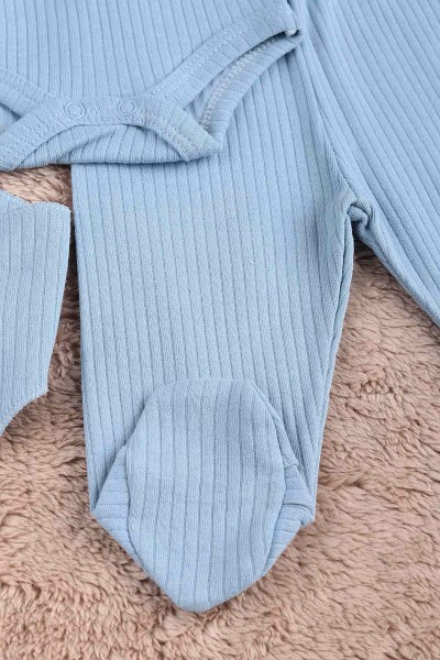 Bebe Mavisi (0-6 Ay) Ayı Nakışlı Erkek Bebe Takım 183869