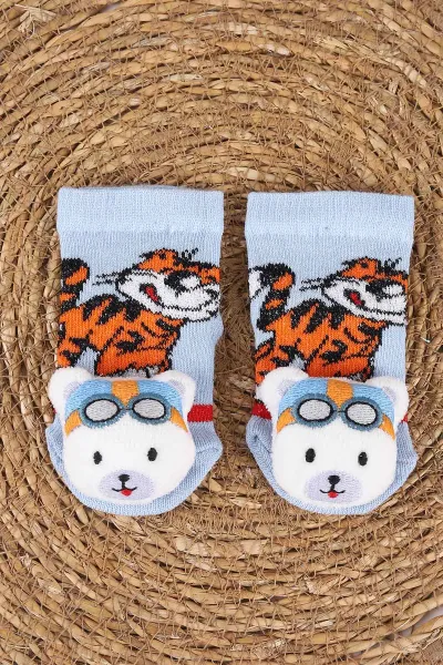 Bebe Mavisi (0-6 Ay) Oyuncaklı Erkek Bebek Çorap 467460