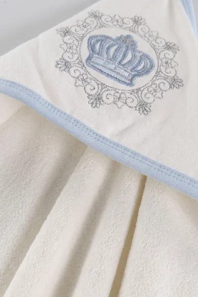 Bebe Mavisi (0-6 Ay)  Taç  Nakışlı Bebek Havlu Takım 476287