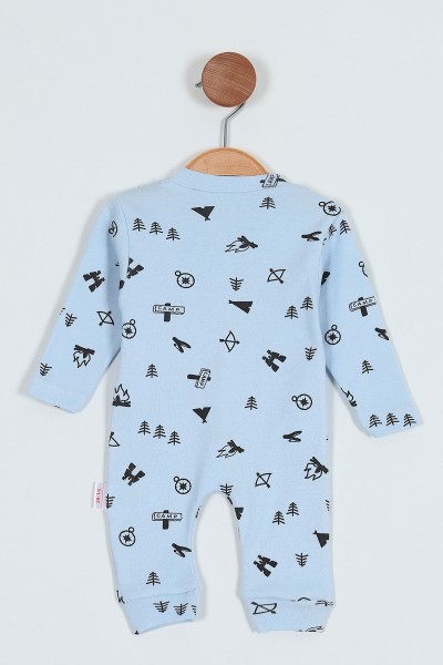 Bebe Mavisi (0-9 Ay) Camp Baskılı Çıtçıtlı Erkek Bebe Tulum 203438