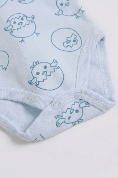Bebe Mavisi (0-9 Ay) Civciv Desenli Bebek Çıtçıtlı Badi 482319