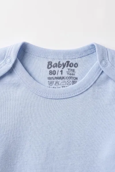 Bebe Mavisi (0-9 Ay) Düz Kısa Kol Bebek Çıtçıtlı Badi 482347