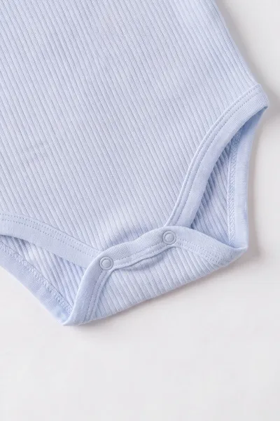 Bebe Mavisi (0-9 Ay ) Raporlu Düz   Kısa Kol  Bebek & Çocuk Çıtçıtlı Badi 480411