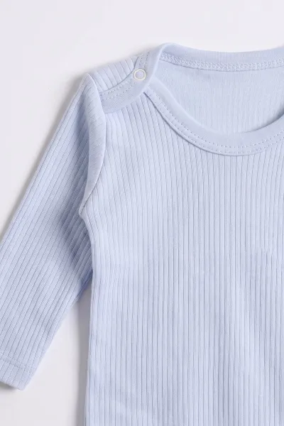 Bebe Mavisi (0-9 Ay ) Raporlu Düz   Uzun Kollu   Bebek & Çocuk Çıtçıtlı Badi 480342