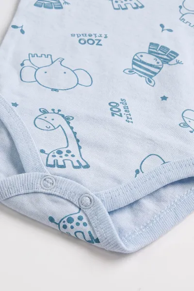 Bebe Mavisi (0-9 Ay) Safari  Desenli Bebek Çıtçıtlı Badi 482304