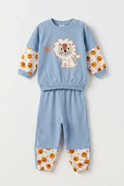bebe-mavisi-1-2-yas-aslan-baskili-lastik-paca-erkek-bebek-2li-takim-480083
