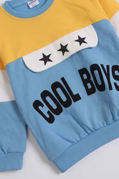 Bebe Mavisi (1-2 Yaş) Cool Boys Baskılı Yıldızlı 2'li Erkek Çocuk Takım 479974
